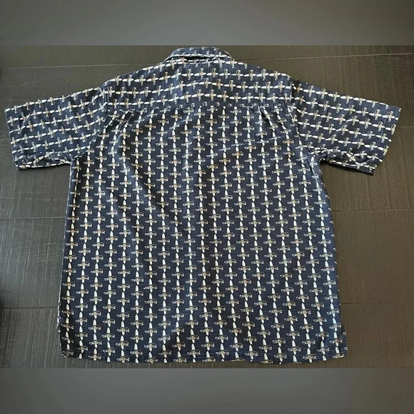 Island Republic Hawaiian Shirt Mens Large Blue Cars Silk Button Up - Picture 3 of 6